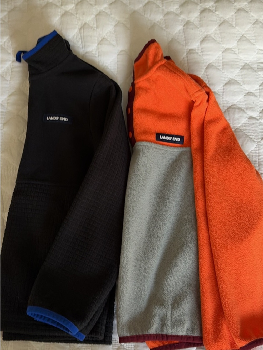 Lands' End Black and Orange Colorblock Fleece Jackets